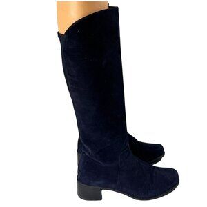 Stuart Weitzman Arlington Knee High Suede Boots Navy 6M with Box